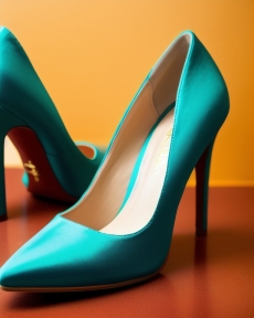women's shoes are shown in a pair of turquoise colored pumps